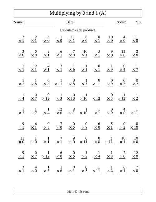 0 12 multiplication worksheets