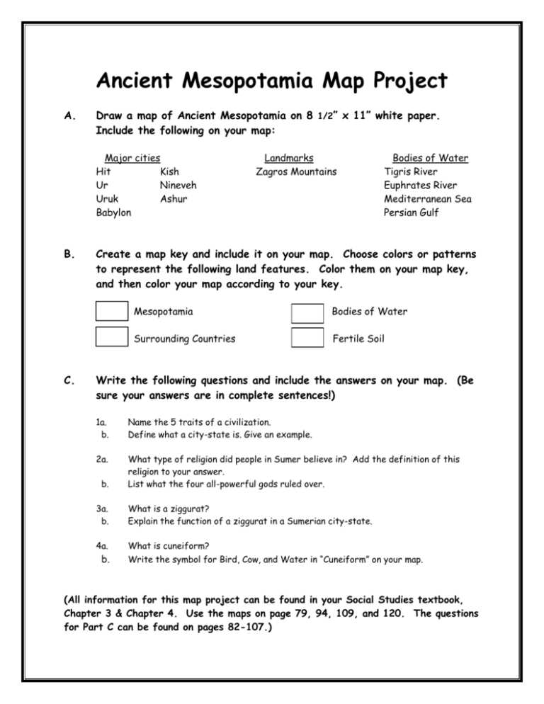 mesopotamia map worksheet