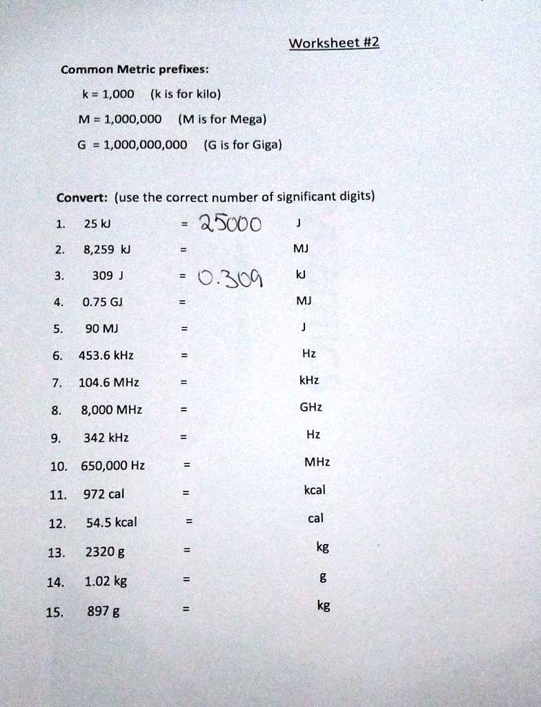 metric prefixes worksheet