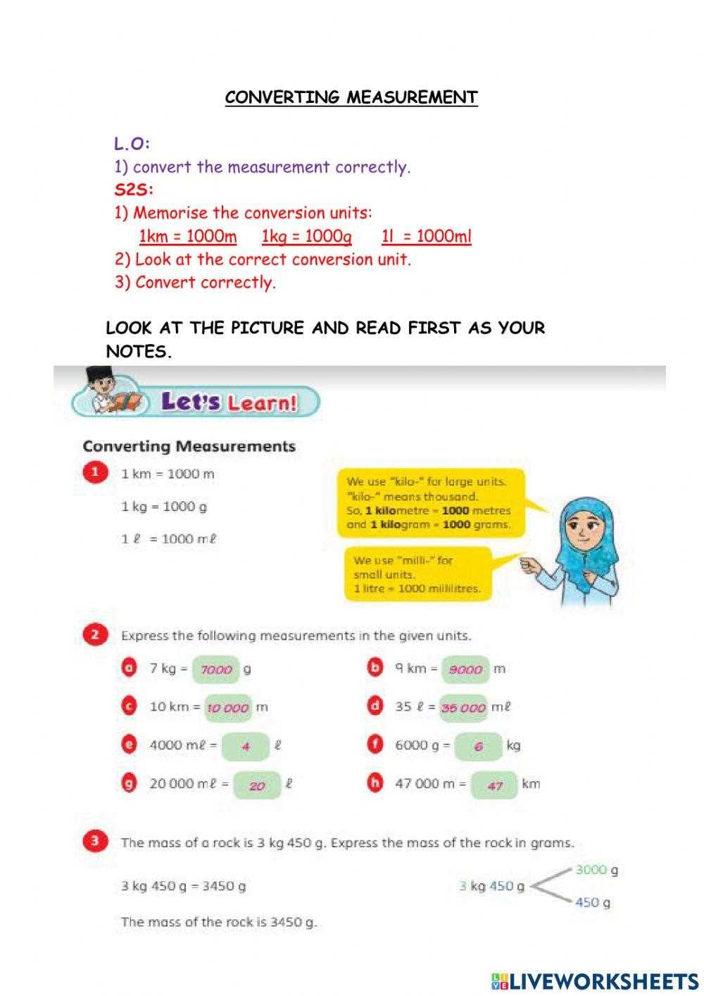metric system conversion worksheet