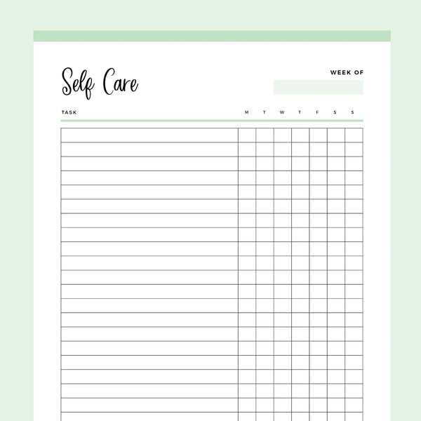 printable self care plan worksheet