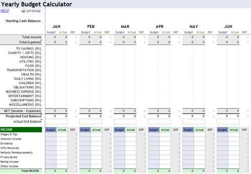 microsoft excel budget worksheet