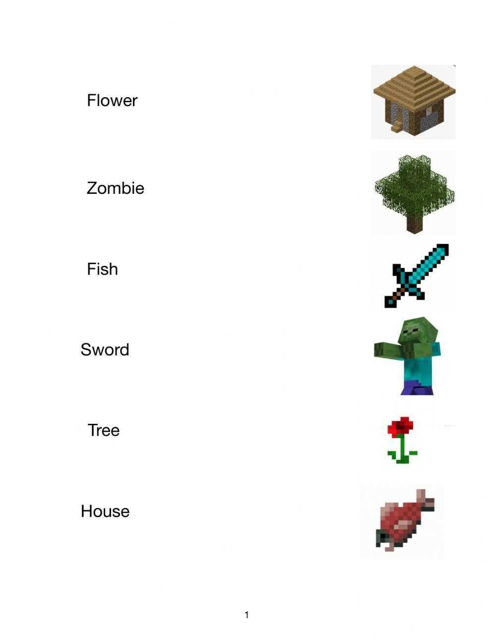 minecraft worksheets