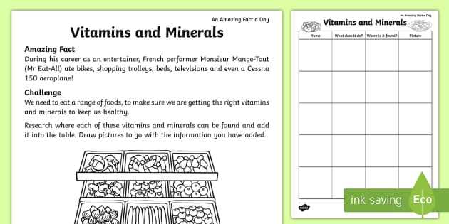minerals worksheet