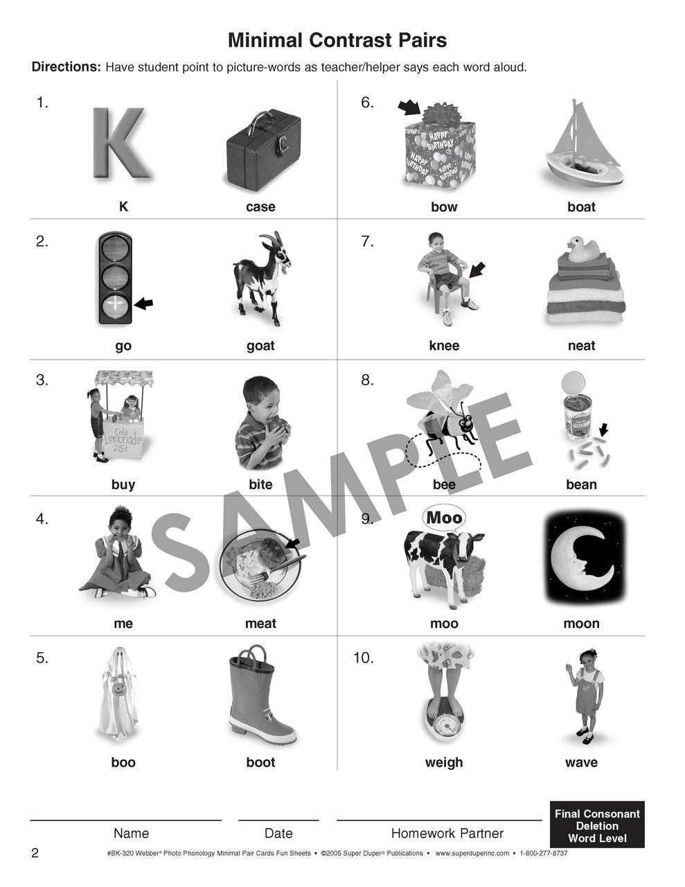 minimal pairs worksheets