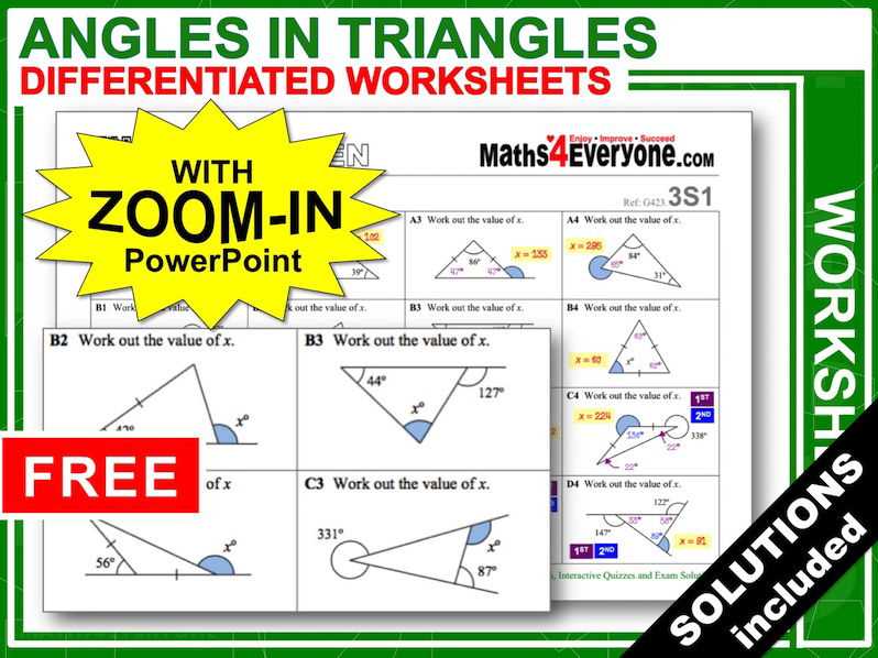 missing angles in triangles worksheet