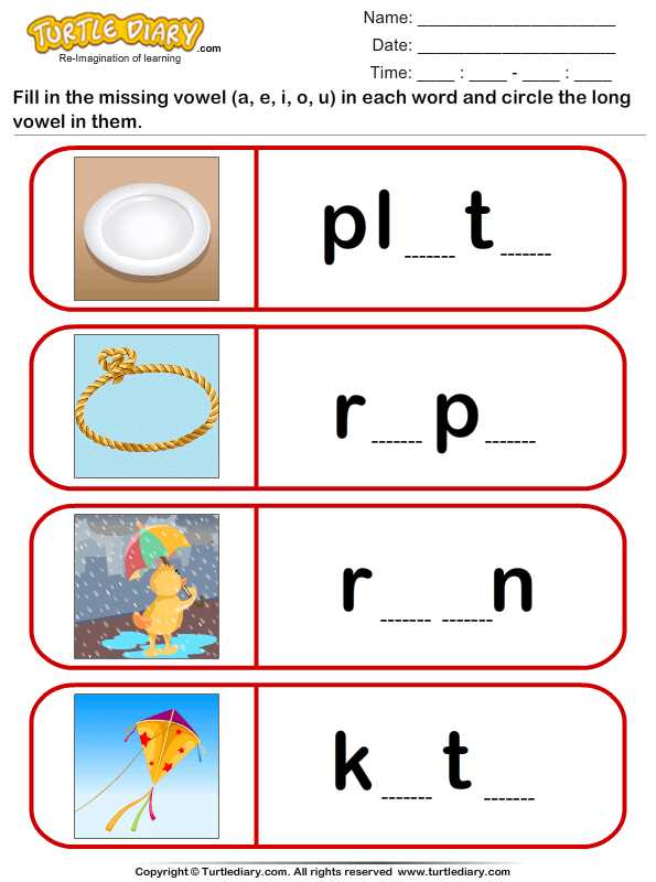 missing vowel worksheets