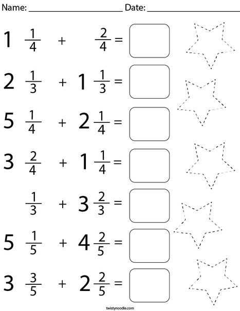 mixed fraction addition worksheets