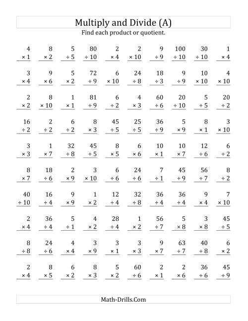 mixed multiplication worksheets