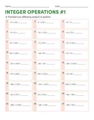 mixed operations with integers worksheet