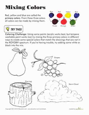mixing colors worksheets