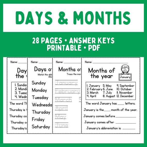 activities months of the year worksheet