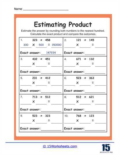 worksheets on estimation