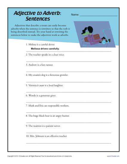 worksheets on adjectives and adverbs