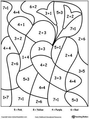math addition coloring worksheets