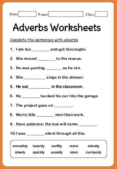 adverb practice worksheets