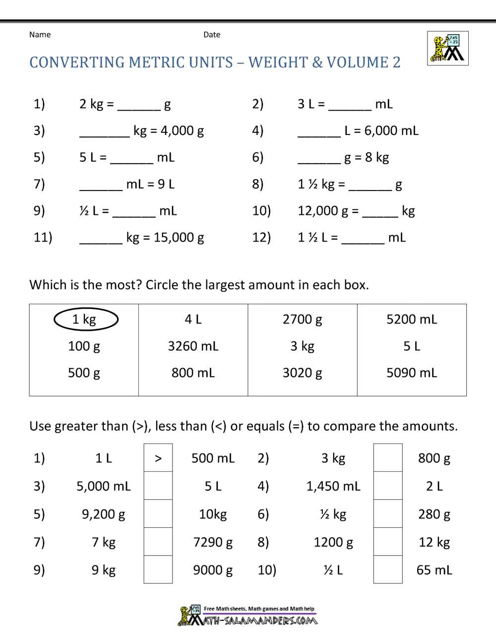 conversion cm to m worksheet