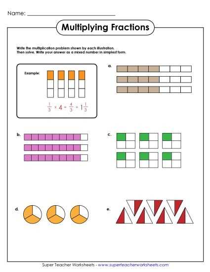multiply fractions worksheet