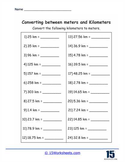 convert meter to cm worksheet