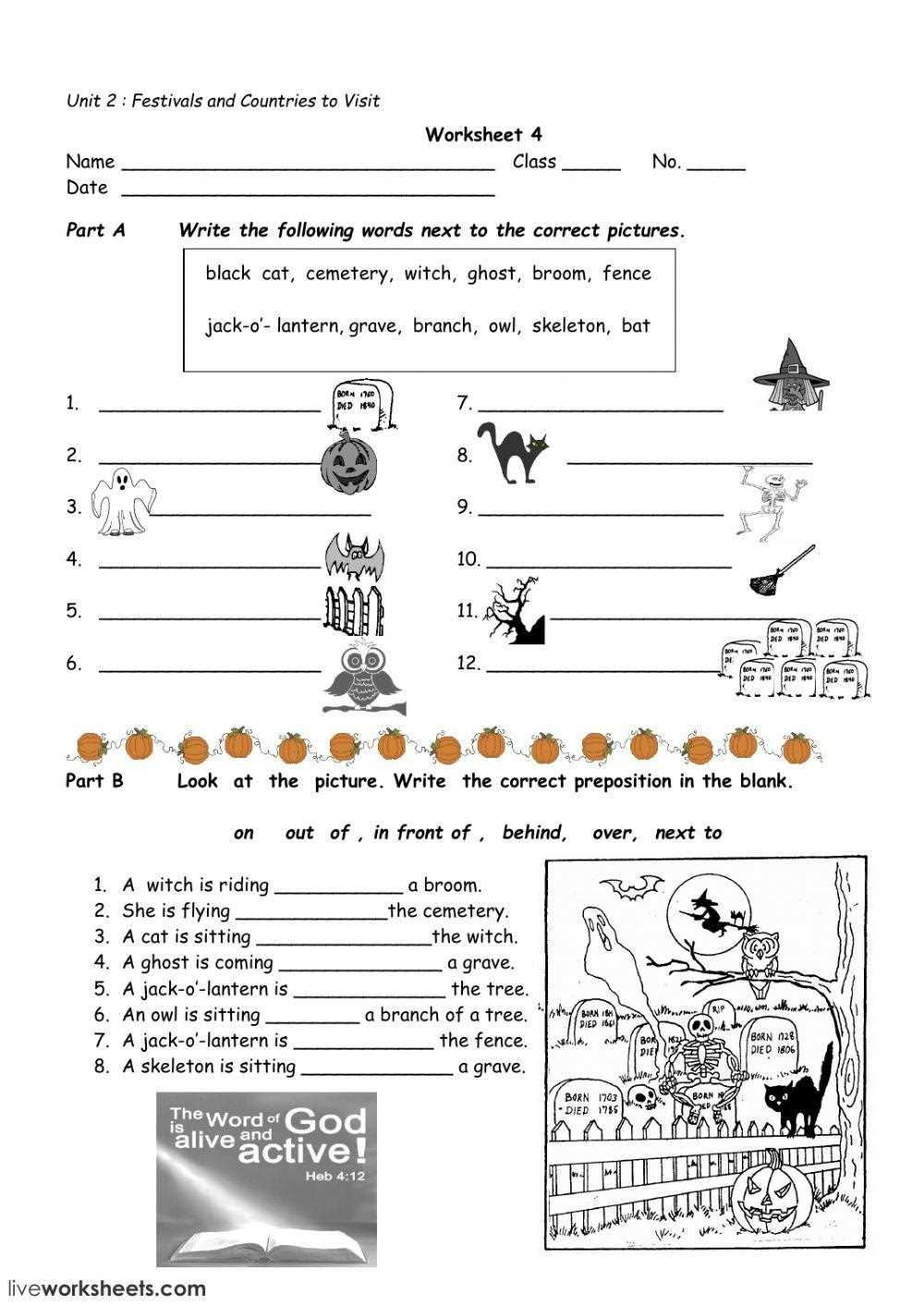 4th grade halloween worksheets