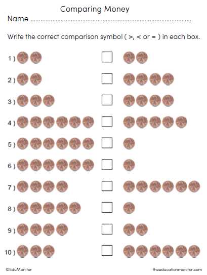 money math worksheets