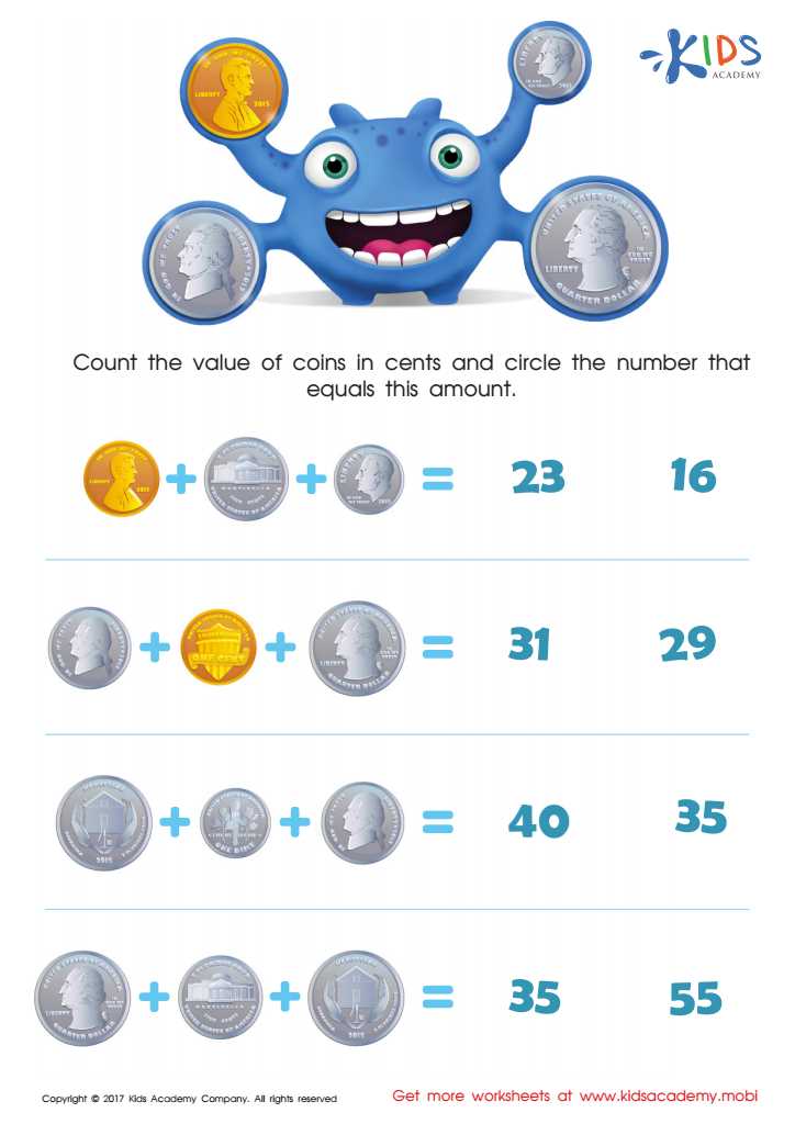 money printable worksheets