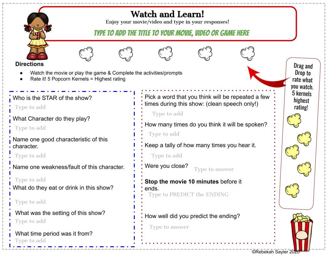 movie worksheets