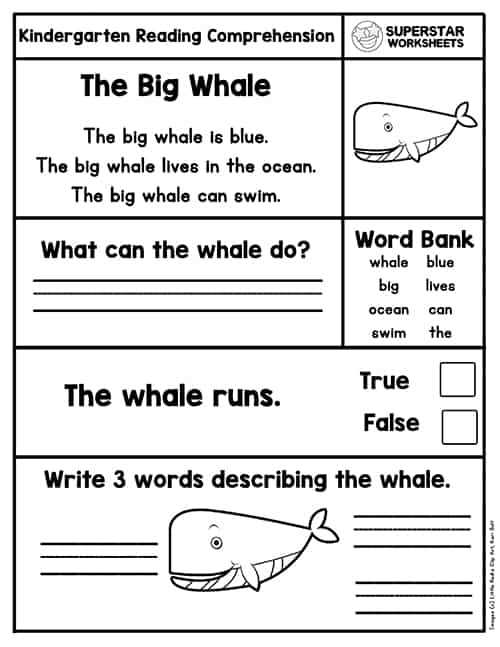 reading worksheets for kindergarten