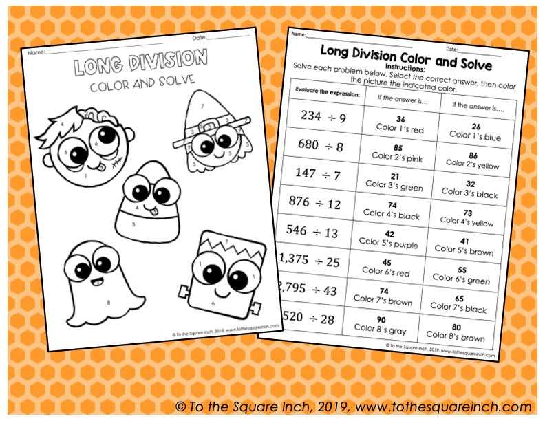 halloween division worksheets