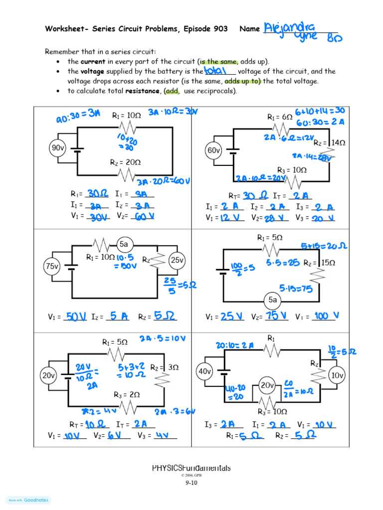 worksheet series circuit problems episode 903