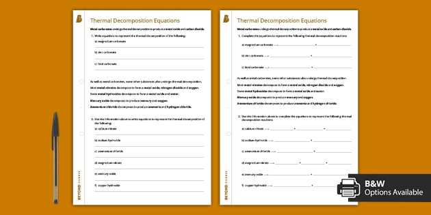 decomposition reaction practice worksheet