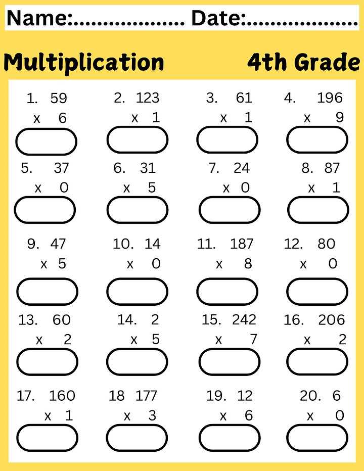 multiplication for 4th graders worksheets