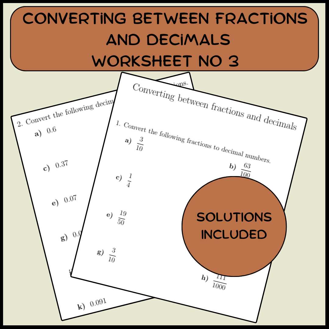 converting repeating decimals to fractions worksheet