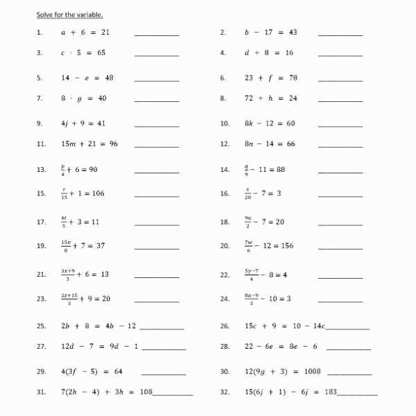multi step equations worksheet
