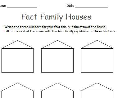 multiplication and division fact family worksheets