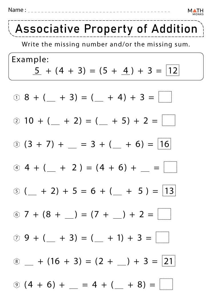 multiplication associative property worksheets