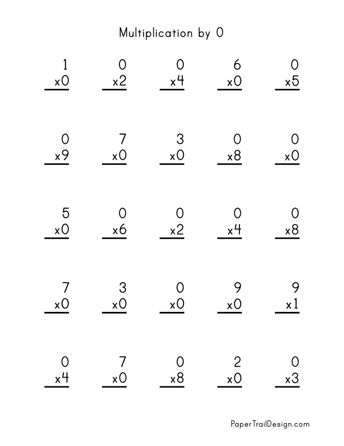 multiplication facts practice worksheets
