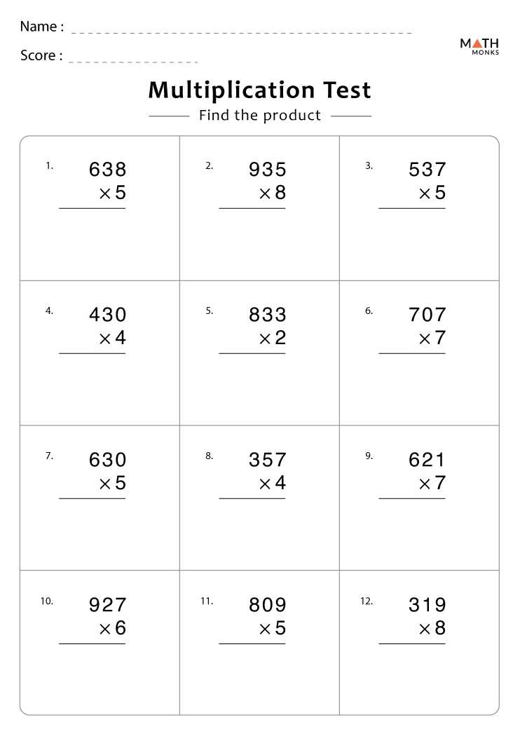 multiplication for 4th graders worksheets