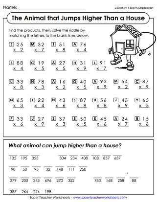 multiplication of 2 digit numbers worksheets