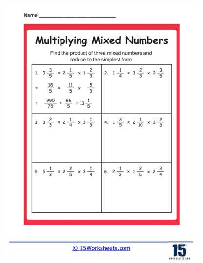 multiplication of fractions with whole numbers worksheets