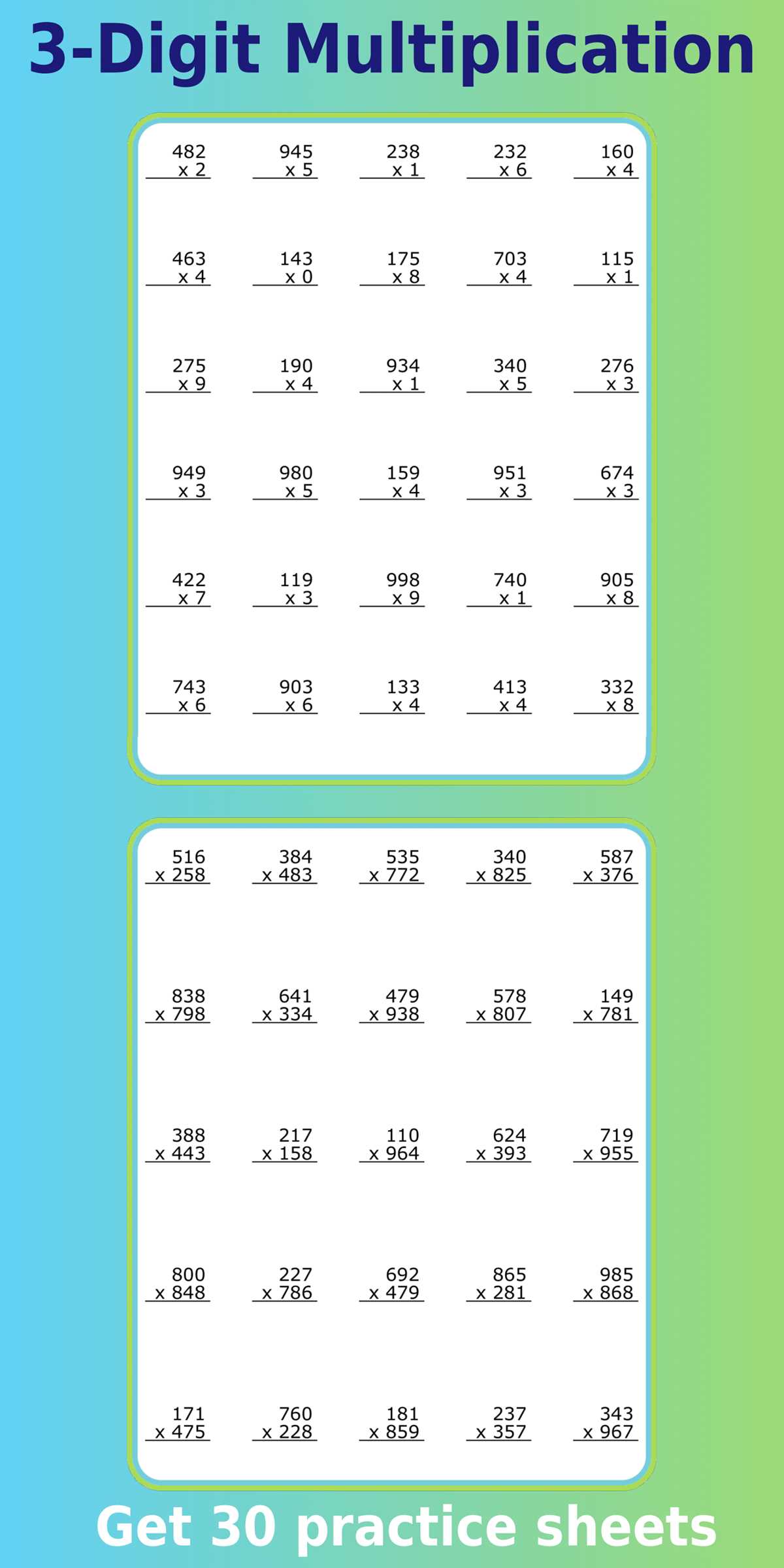 multiplication worksheets 3s