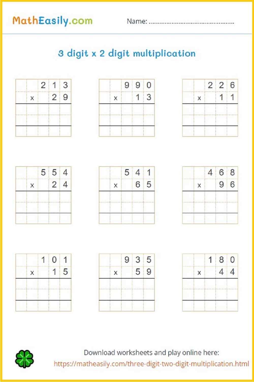 multiplication worksheets