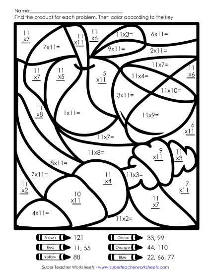 multiply by 11 worksheet