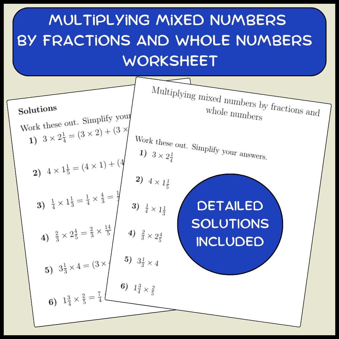 multiplying a whole number by a mixed number worksheet