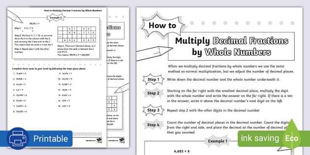multiplying decimals by a whole number worksheet