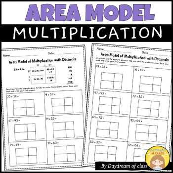 multiplying decimals with area models worksheet