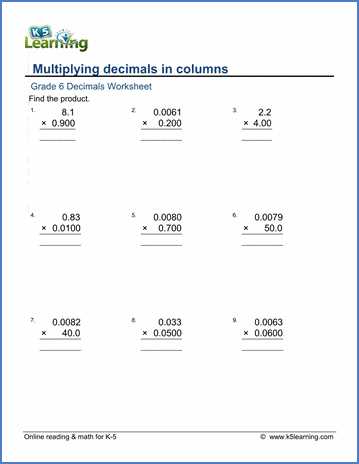 multiplying decimals worksheet
