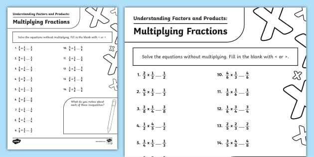 multiplying fractions worksheets