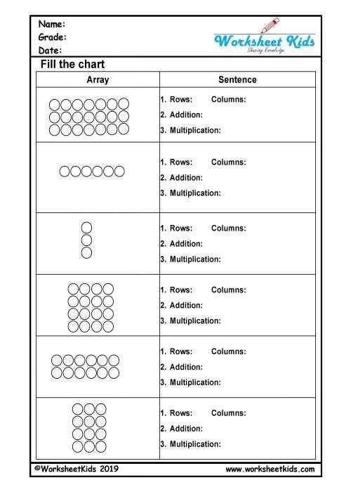 multiplying using arrays worksheet