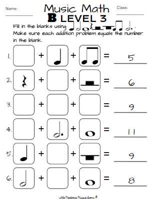 music and math worksheets